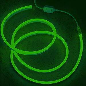 Гибкий неон 8x16мм, 220V, 120led/m, SMD2835, IP67, Зелёный, LP