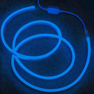 Гибкий неон 8x16мм, 220V, 120led/m, SMD2835, IP67, Синий, LP