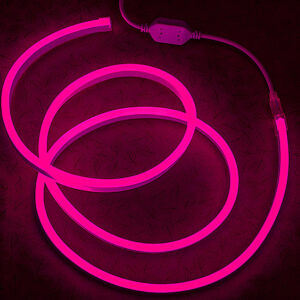 Гибкий неон 8x16мм, 220V, 120led/m, SMD2835, IP67, Розовый, LP