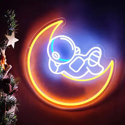 Неоновая вывеска космонавт