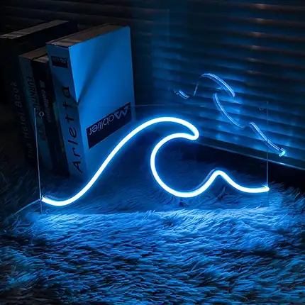 Неоновая вывеска волна