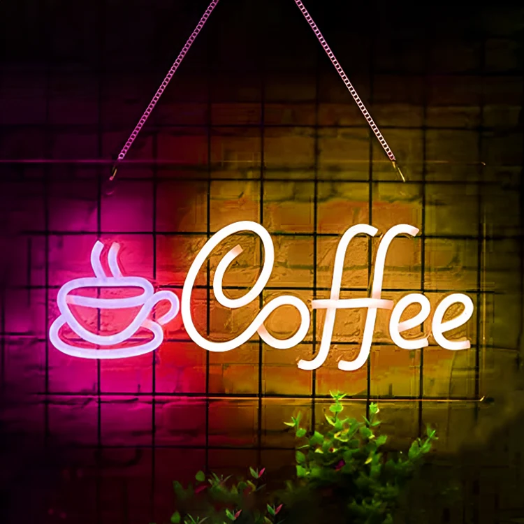 Неоновая вывеска кофе для кафе