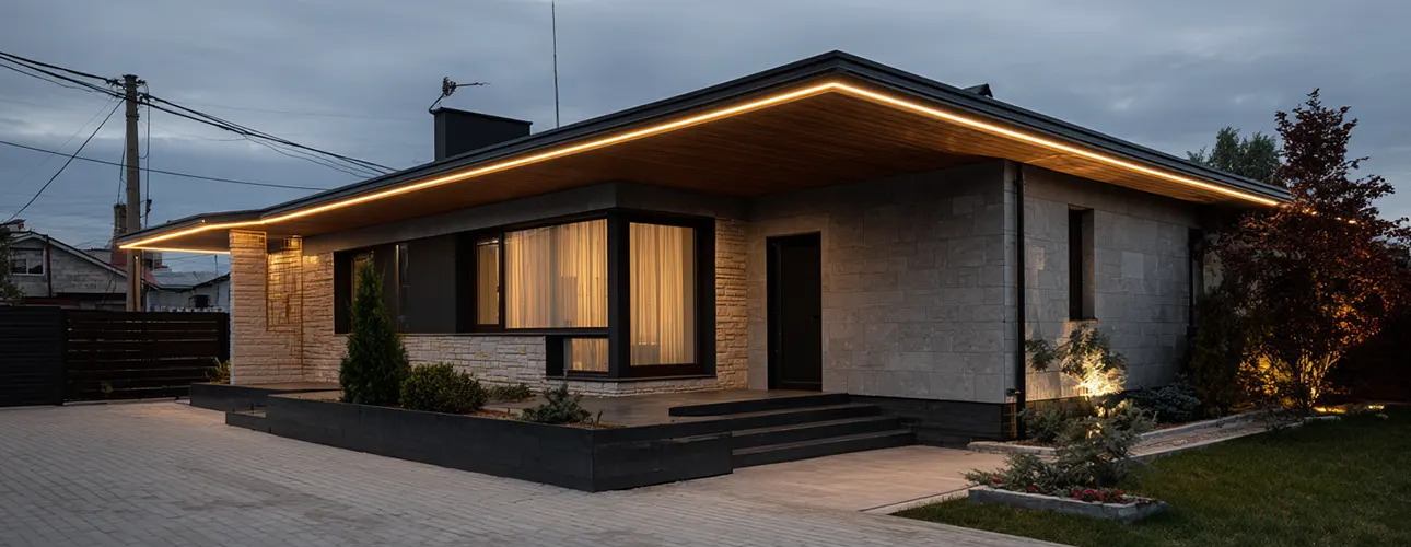 гибкий неон на фасаде