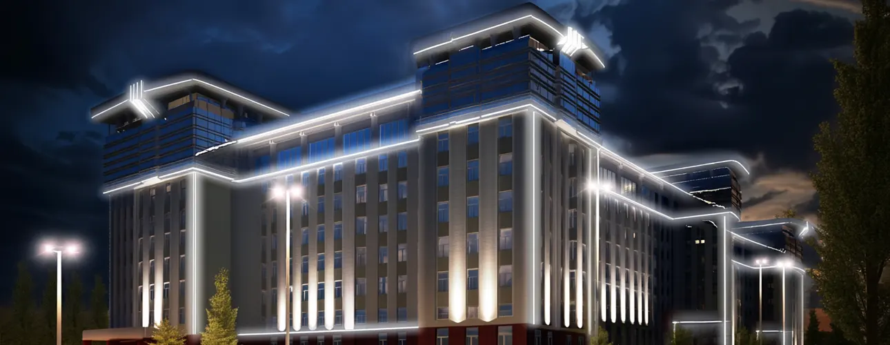 подсветка здания гибким неоном